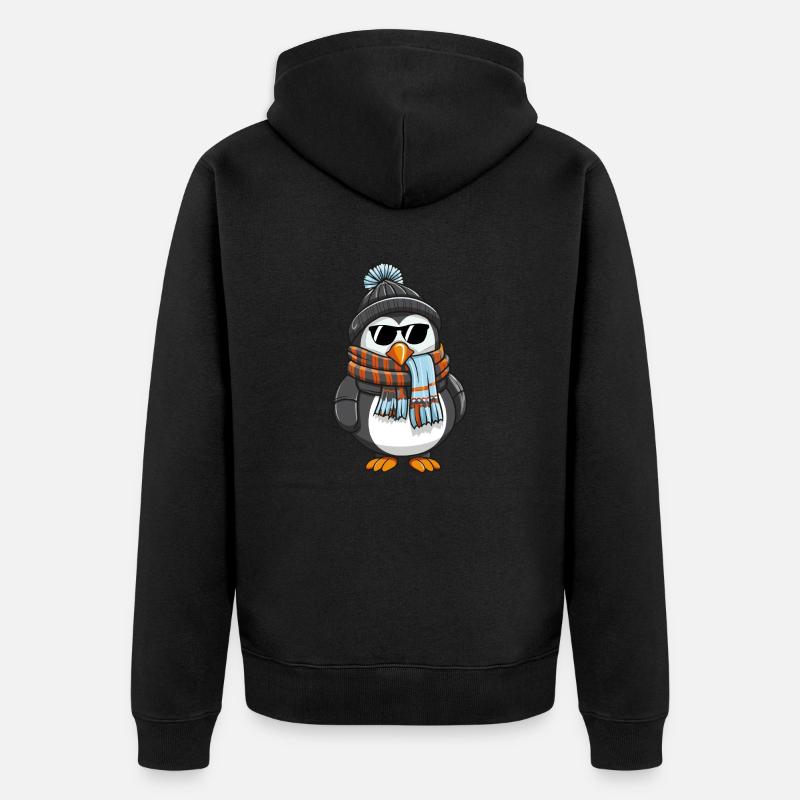 pinguin comic winter - Unisex Premium Bio Zip Hoodie - Schwarz