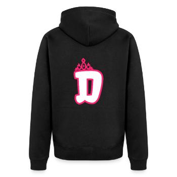 Monogrammierte Kleinkind Mädchen Krone - Unisex Premium Bio Zip Hoodie - Schwarz - Hinten - Nico (187cm)