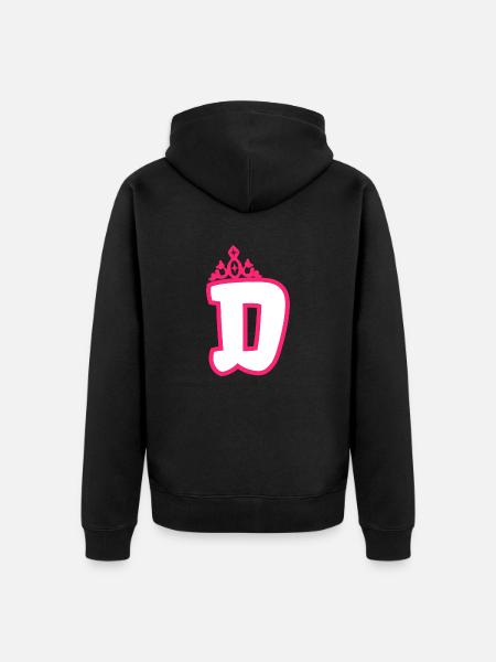Monogrammierte Kleinkind Mädchen Krone - Unisex Premium Bio Zip Hoodie - Schwarz