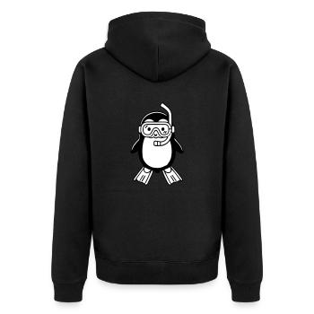 Pingouin mignon qui fait de la plongée avec tuba - Illustration d’art numérique - Veste à capuche bio Premium Unisexe - noir - Dos - Nico (187cm)