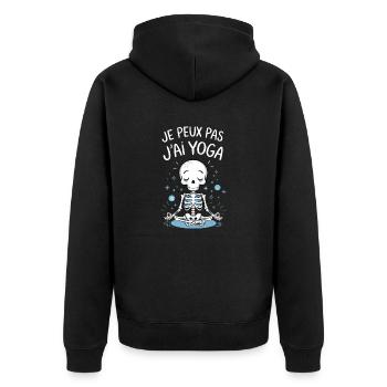 J'peux pas j'ai yoga - Veste à capuche bio Premium Unisexe - noir - Dos - Nico (187cm)
