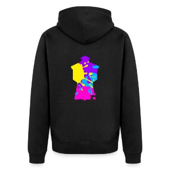 Wasserturm Langeoog bunt - Unisex Premium Bio Zip Hoodie - Schwarz - Hinten - Nico (187cm)