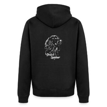 DEUTSCH LANGHAAR Jagdhund Jagdhunde Hunde Wilsigns - Unisex Premium Bio Zip Hoodie - Schwarz - Hinten - Nico (187cm)