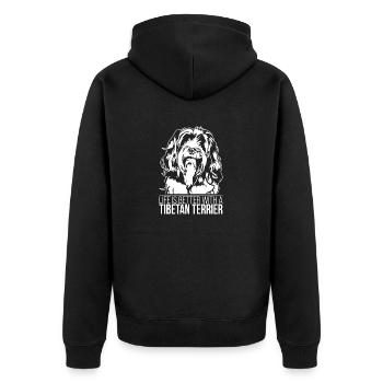 Tibetan Terrier life is better Hunde Wilsigns - Unisex Premium Bio Zip Hoodie - Schwarz - Hinten - Nico (187cm)