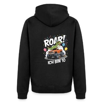 10e anniversaire 10 ans de fan de dinosaure monster truck - Veste à capuche bio Premium Unisexe - noir - Dos - Nico (187cm)