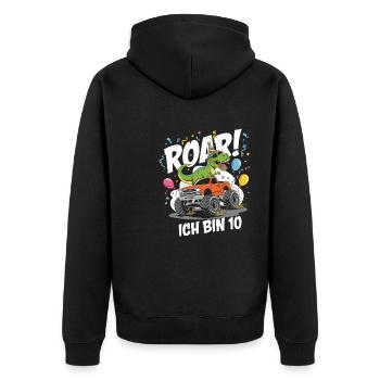 10e anniversaire 10 ans de fan de dinosaure monster truck - Veste à capuche bio Premium Unisexe - noir - Dos - Nico (187cm)