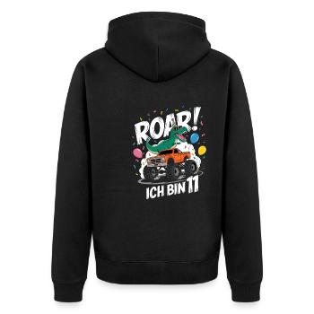 11. Geburtstag 11 Jahre Dino Monstertruck Fan - Unisex Premium Bio Zip Hoodie - Schwarz - Hinten - Nico (187cm)