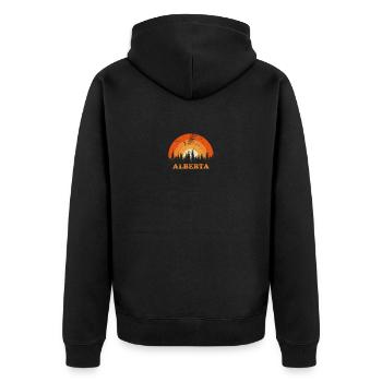 Vintage Alberta Canada Fan Retro Cool Sunset - Unisex Premium Organic Zip Hoodie - black - Back - Nico (187cm)