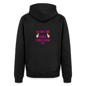 Künstlerin | | lustig | Kunst | Humor - Unisex Premium Bio Zip Hoodie - Schwarz - Hinten - Nico (187cm)