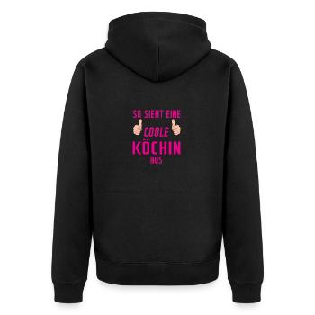 Köchin | Spruch | Chefköchin | Chefkoch - Unisex Premium Bio Zip Hoodie - Schwarz - Hinten - Nico (187cm)