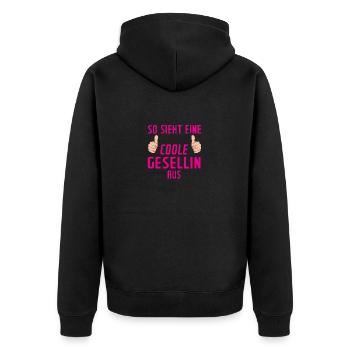 Gesellin | Definition | Handwerkerinnen | Spruch - Unisex Premium Bio Zip Hoodie - Schwarz - Hinten - Nico (187cm)