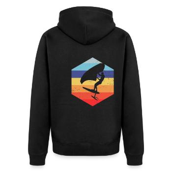 Hydroptère femme wingfoil Homme wingsurf foilwing - Veste à capuche bio Premium Unisexe - noir - Dos - Nico (187cm)