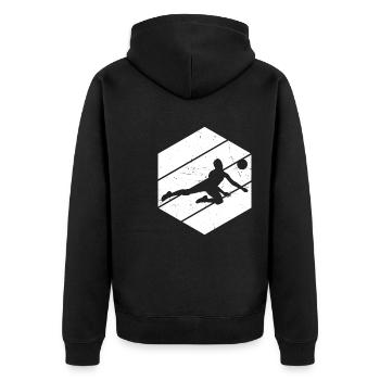 Volley Volleyballer Damen Volleyball Volleyballspi - Unisex Premium Bio Zip Hoodie - Schwarz - Hinten - Nico (187cm)