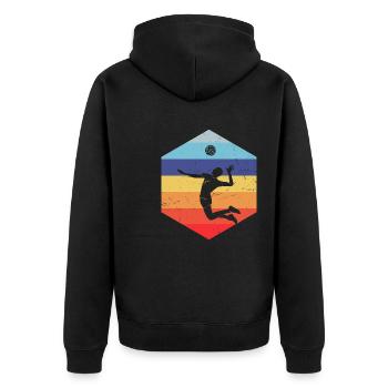 Volleyball players Volleyball playing beach volleybal - Unisex Premium Organic Zip Hoodie - black - Back - Nico (187cm)