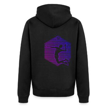 Volleyball Herren Volley Volleyballspielen - Unisex Premium Bio Zip Hoodie - Schwarz - Hinten - Nico (187cm)