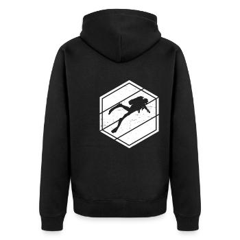 Herren Scuba Taucher Taucher Scuba Tauchen - Unisex Premium Bio Zip Hoodie - Schwarz - Hinten - Nico (187cm)