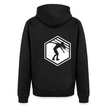 Damen Rollerskate Herren Rollerskaten Rollschuhlau - Unisex Premium Bio Zip Hoodie - Schwarz - Hinten - Nico (187cm)