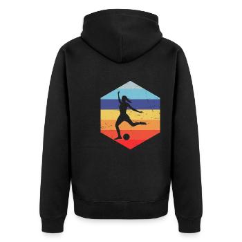 Herren Fussball Damen Fussballer Fussballspieler - Unisex Premium Bio Zip Hoodie - Schwarz - Hinten - Nico (187cm)