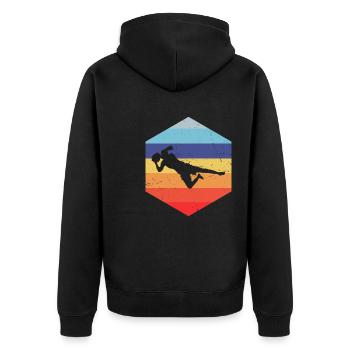 Fußballer Torwart Fußball Fussball Fußballerin - Unisex Premium Bio Zip Hoodie - Schwarz - Hinten - Nico (187cm)