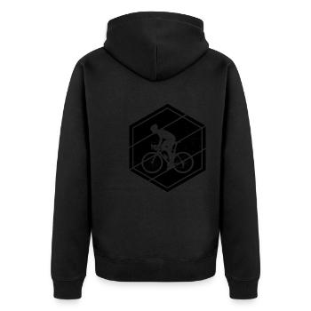 Rennradfahren Damen Rennradfahrer Rennrad - Unisex Premium Bio Zip Hoodie - Schwarz - Hinten - Nico (187cm)