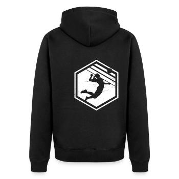 Joueur de volleyball masculin Volleyball féminin Joueur de volleyball féminin - Veste à capuche bio Premium Unisexe - noir - Dos - Nico (187cm)