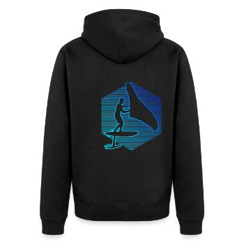 ladies wingfoil foilwing wingsurf wingsurf - Unisex Premium Organic Zip Hoodie - black - Back - Nico (187cm)