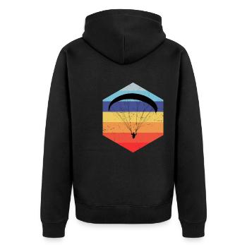 Paraglider Paragliding Gleitschirmfliegen - Unisex Premium Bio Zip Hoodie - Schwarz - Hinten - Nico (187cm)
