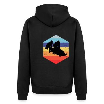 Herren Zweierbob Bobbahn Bob fahren Bobsport - Unisex Premium Bio Zip Hoodie - Schwarz - Hinten - Nico (187cm)
