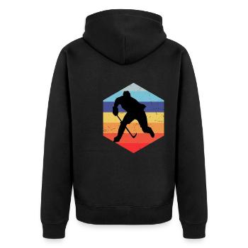 Ice Hockey Eishockey Damen Eishockey Spieler - Unisex Premium Bio Zip Hoodie - Schwarz - Hinten - Nico (187cm)