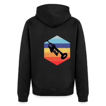 Trompetenspieler Trumpet Herren Damen Jazz Trompet - Unisex Premium Bio Zip Hoodie - Schwarz - Hinten - Nico (187cm)