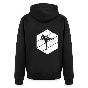 Thai Boxer Muay Thai Thai Boxing Thai Boxing Men - Unisex Premium Organic Zip Hoodie - black - Back - Nico (187cm)