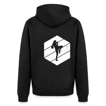 Thai Boxer Men Women Thai Boxing Thaiboxing - Unisex Premium Organic Zip Hoodie - black - Back - Nico (187cm)