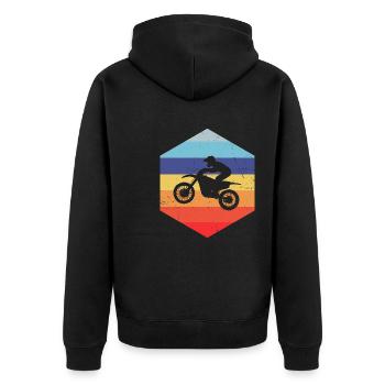 Men's Supermoto Motocross Dirt Bike Freestyle Mot - Unisex Premium Organic Zip Hoodie - black - Back - Nico (187cm)