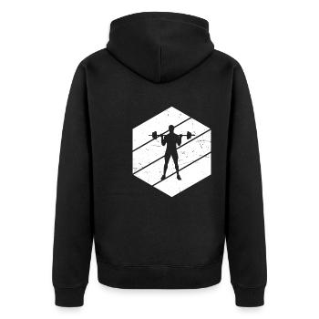 Cardio Fitness Strength Training Women's Endurance Training - Unisex Premium Organic Zip Hoodie - black - Back - Nico (187cm)