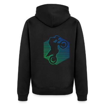 Motocross Freestyle Motocross Dirt Biker - Unisex Premium Bio Zip Hoodie - Schwarz - Hinten - Nico (187cm)