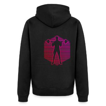 Men's Cardio Strength Training Weight Lifting Endurance - Unisex Premium Organic Zip Hoodie - black - Back - Nico (187cm)