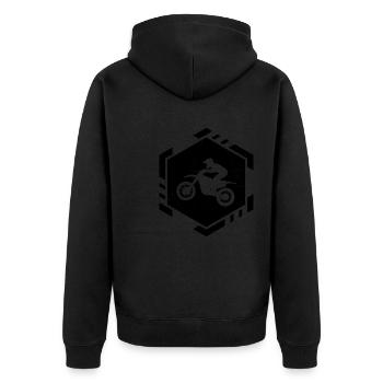 Damen Freestyle Motocross Motocross Dirt Bike - Unisex Premium Bio Zip Hoodie - Schwarz - Hinten - Nico (187cm)