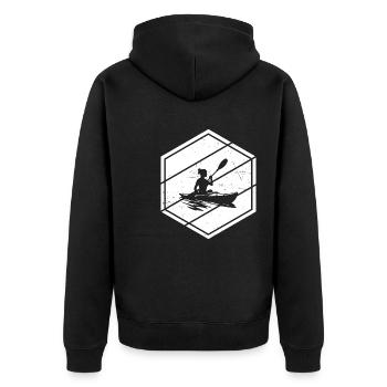 Kanu Kayak Kajakfahren Kajak Damen Herren - Unisex Premium Bio Zip Hoodie - Schwarz - Hinten - Nico (187cm)