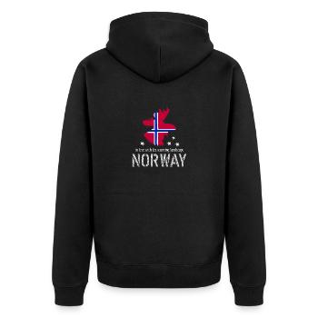 Norway Elche - Unisex Premium Organic Zip Hoodie - black - Back - Nico (187cm)