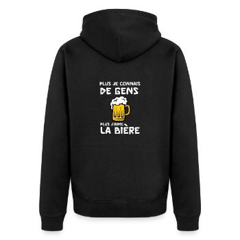 plus je connais de gens plus j'aime la bière - Veste à capuche bio Premium Unisexe - noir - Dos - Nico (187cm)