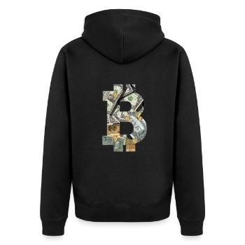 Krypto Währungen wie Bitcoin sind Geld Blockchain - Unisex Premium Bio Zip Hoodie - Schwarz - Hinten - Nico (187cm)