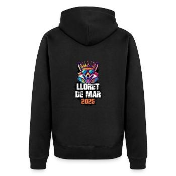 Lloret De Mar 2025 Urlaub Fuchs - Unisex Premium Bio Zip Hoodie - Schwarz - Hinten - Nico (187cm)