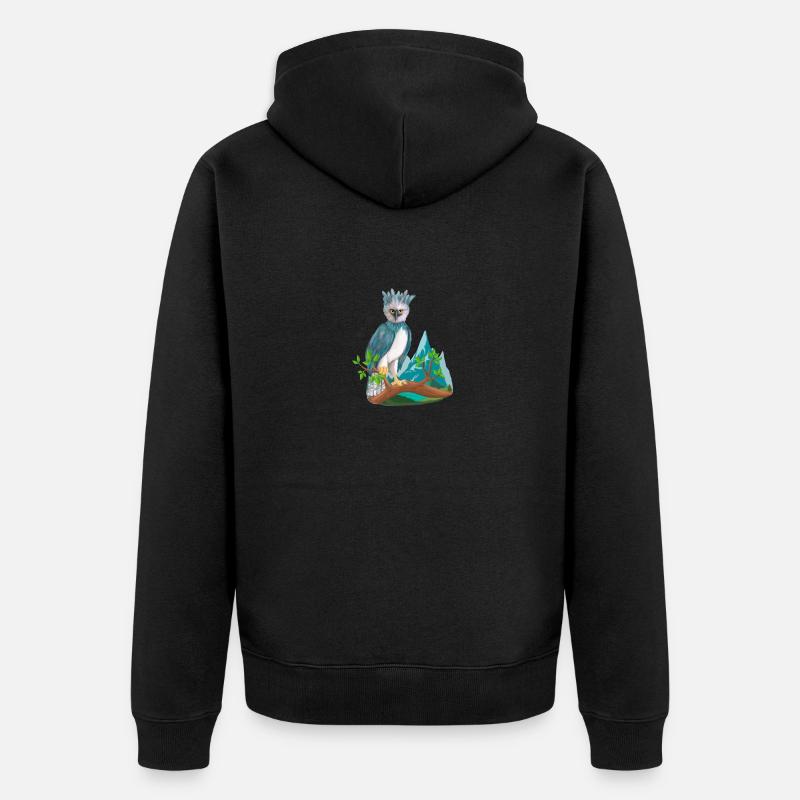 Oiseau harpie sur branche - Veste à capuche bio Premium Unisexe - noir
