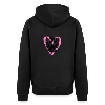 Pfotenabdruck mit Herz, pink - Unisex Premium Bio Zip Hoodie - Schwarz - Hinten - Nico (187cm)