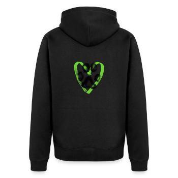 Pfotenabdruck mit Herz, grün - Unisex Premium Bio Zip Hoodie - Schwarz - Hinten - Nico (187cm)