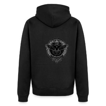 Valknut Rabe - Unisex Premium Bio Zip Hoodie - Schwarz - Hinten - Nico (187cm)