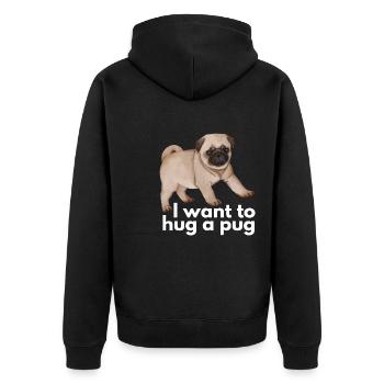 Je veux embrasser un carlin - chien mignon et drôle - Veste à capuche bio Premium Unisexe - noir - Dos - Nico (187cm)