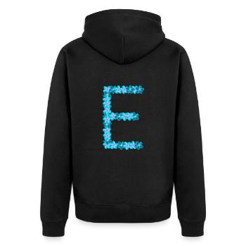 E aus blauen Blüten - Unisex Premium Bio Zip Hoodie - Schwarz - Hinten - Nico (187cm)