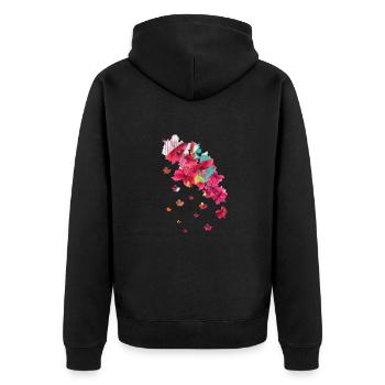 Hibiscus,Fleur,Lotus,Fleur ,Floral,Fleur d’Hibiscus - Veste à capuche bio Premium Unisexe - noir - Dos - Nico (187cm)