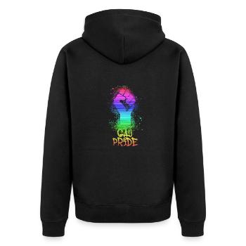 gay pride,pride,regenbogen,LGBT - Unisex Premium Bio Zip Hoodie - Schwarz - Hinten - Nico (187cm)